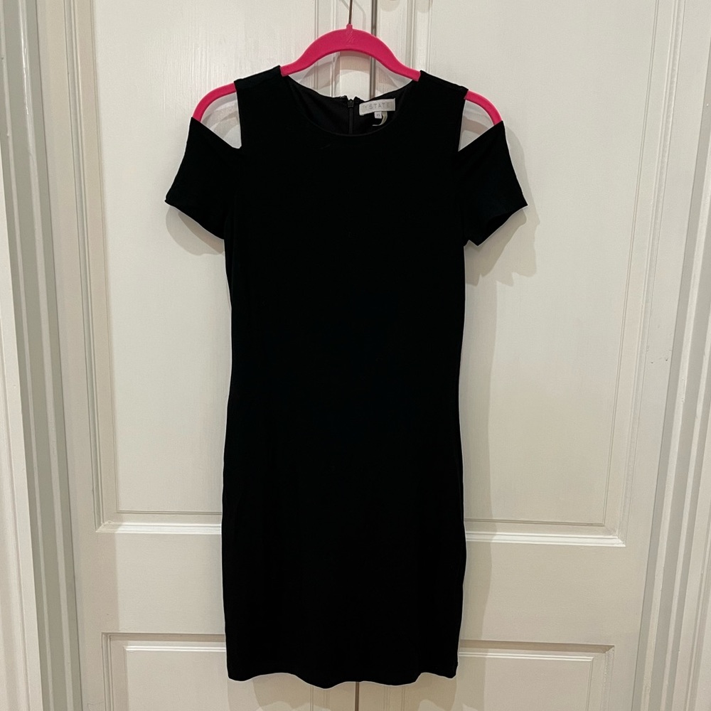 XS black cold shoulder dress